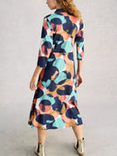 Rua Jersey Shirt Dress - Navy Multi