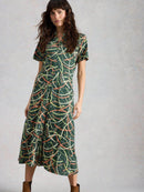 Rua Jersey Shirt Dress - Green Print