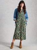 Rua Jersey Shirt Dress - Green Print