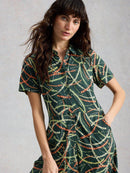 Rua Jersey Shirt Dress - Green Print