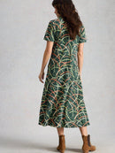 Rua Jersey Shirt Dress - Green Print