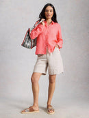 Sophie Linen Shirt - Mid Coral