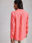 Sophie Linen Shirt - Mid Coral