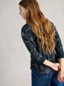 Allie Jersey Shirt - Navy Print