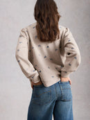 Heart Embroidered Sweatshirt - Grey Marl