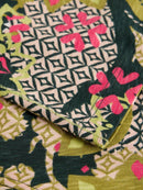 Nelly Notch Neck T-Shirt - Green Print