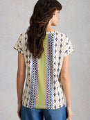 Nelly Notch Neck T-Shirt - White Multi