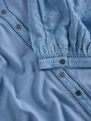 Daisy Dobby Mix Top - Mid Blue