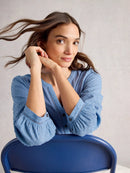 Daisy Dobby Mix Top - Mid Blue