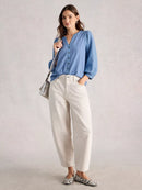 Daisy Dobby Mix Top - Mid Blue