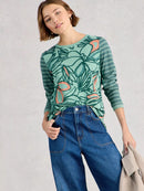 Clara Long Sleeve T-Shirt - Teal Print