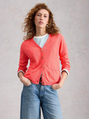 Nova Linen Blend Cardigan - Mid Coral