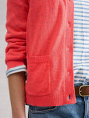 Nova Linen Blend Cardigan - Mid Coral