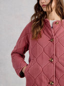 Anya Jersey Quilted Jacket - Mid Pink