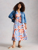 Lucy Linen Blend Midi Dress - Ivory Multi