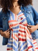 Lucy Linen Blend Midi Dress - Ivory Multi