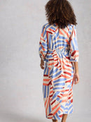 Lucy Linen Blend Midi Dress - Ivory Multi