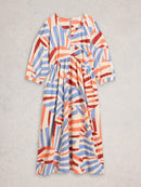 Lucy Linen Blend Midi Dress - Ivory Multi