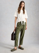Embroidered Tie Hem Top - Brillant White