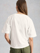 Embroidered Tie Hem Top - Brillant White