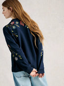 Floral Embroidered Sweat - Navy Multi
