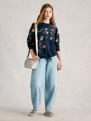 Floral Embroidered Sweat - Navy Multi