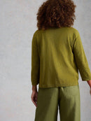 Nova Linen Blend Cardigan - Mid Green