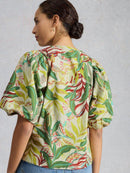 Bex Cotton Top - Ivory Print