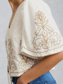 Erin Tie Front Top - Natural White