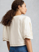 Erin Tie Front Top - Natural White