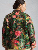 White Stuff Printed Quilted Jacket - Green Multi