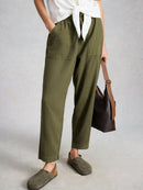 Elle Linen Blend Trouser - Khaki Green