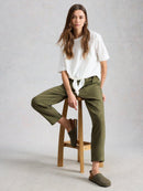 Elle Linen Blend Trouser - Khaki Green