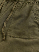 Elle Linen Blend Trouser - Khaki Green