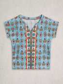 Nelly Notch Neck Tee - Blue