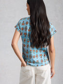 Nelly Notch Neck Tee - Blue
