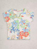 Nelly Notch Neck Tee - White Multi