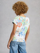 Nelly Notch Neck Tee - White Multi