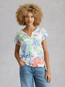 Nelly Notch Neck Tee - White Multi
