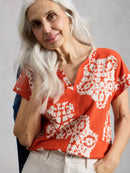 Nelly Notch Neck Tee - Red