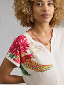 Nelly Notch Neck Tee - White Multi