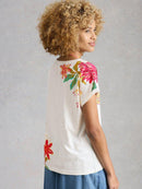 Nelly Notch Neck Tee - White Multi