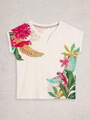 Nelly Notch Neck Tee - White Multi