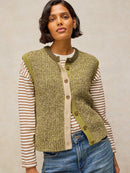 Twist Button Tank Top - Green Multi