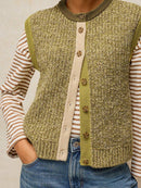 Twist Button Tank Top - Green Multi