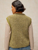 Twist Button Tank Top - Green Multi
