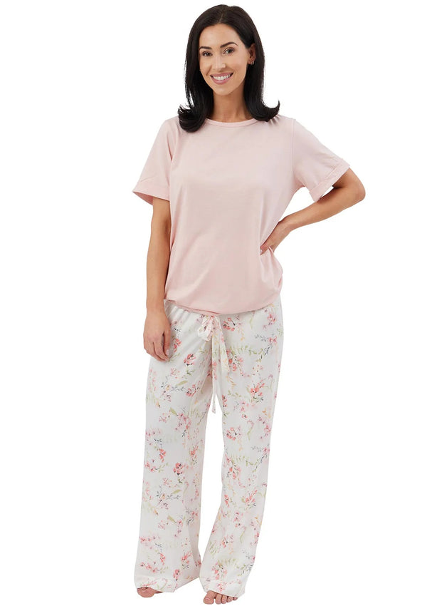 Satin Mix Pyjama - Pink