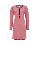 Nightdress With Button Placket - Rosewood