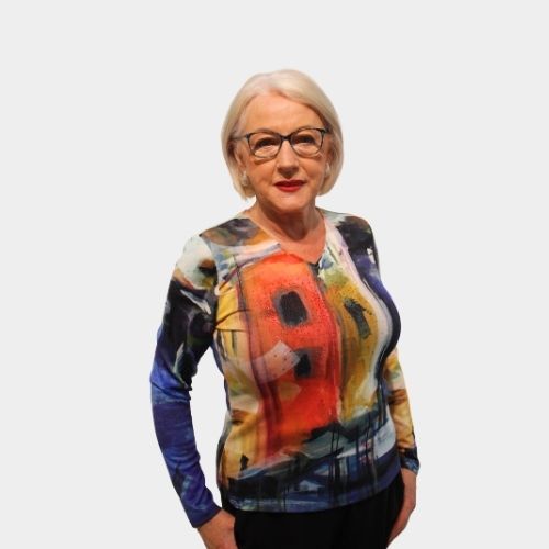 Abstract V Neck Jumper - Print