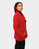Lapel Collar Short Coat - Red